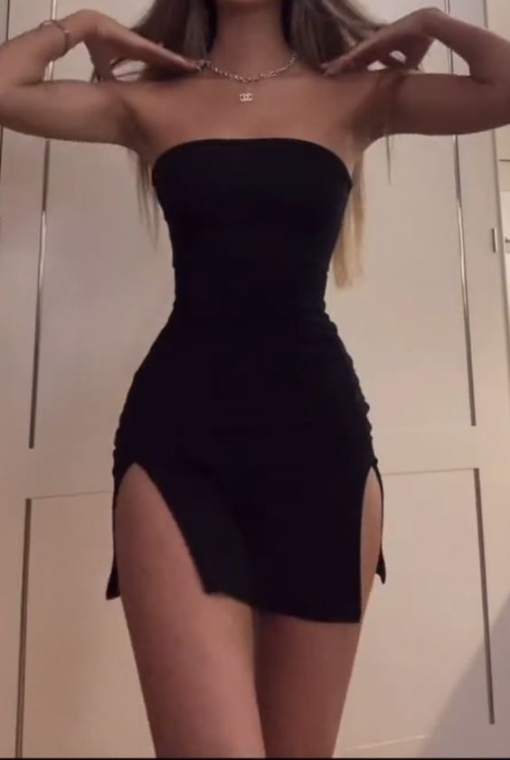 SSR1827,Sexy Black Strapless Homecoming Dresses, Split Club Wear Dress