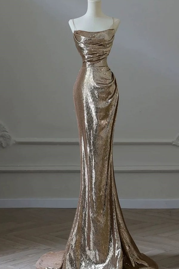 Gorgeous Sequins Mermaid Spaghetti-Straps Prom Dress ssr0635