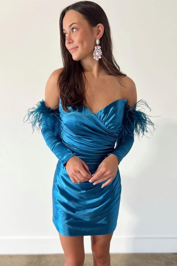 Peacock Blue Bodycon Homecoming Dress