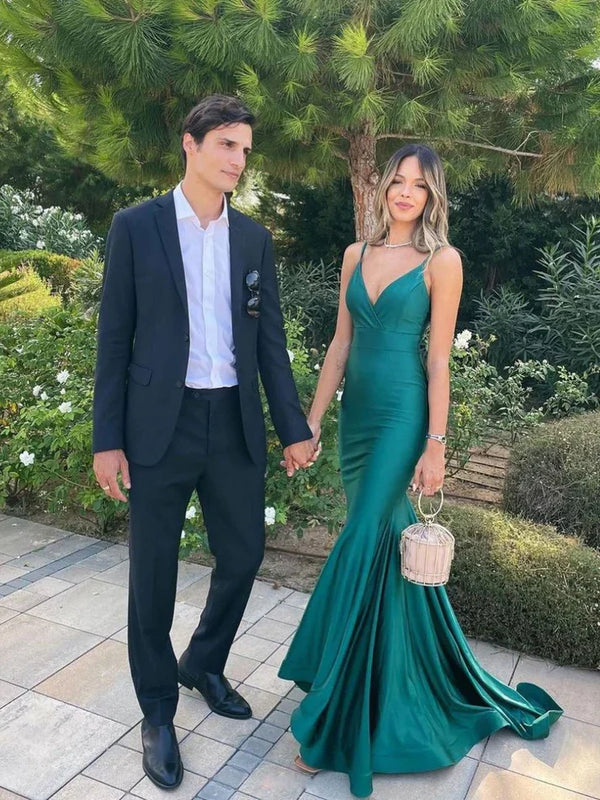 SSR1179,Mermaid Dark Green Long Prom Dresses,Satin Trumpet Evening Dress