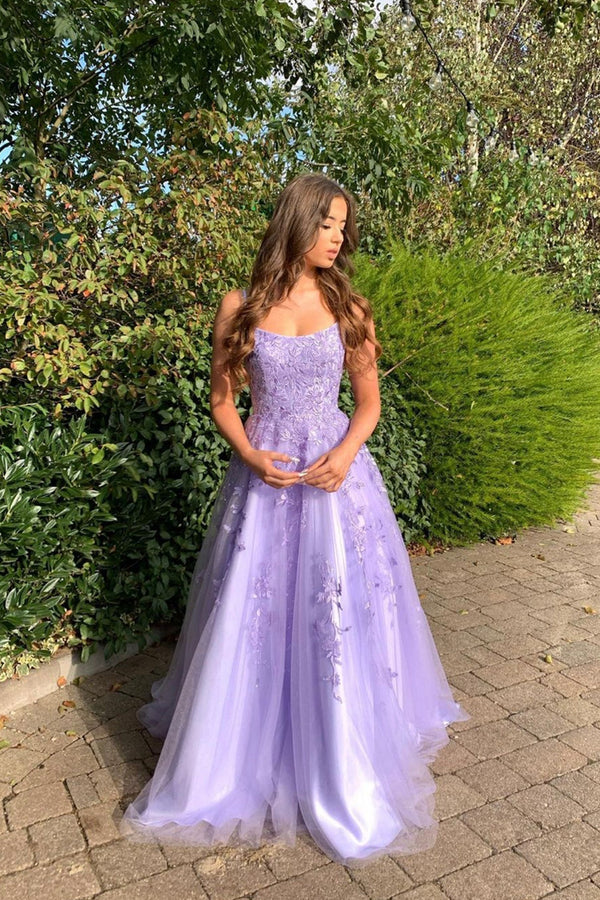 SSR0582,Charming lilac prom dress lace tulle ball gown long evening prom dresses