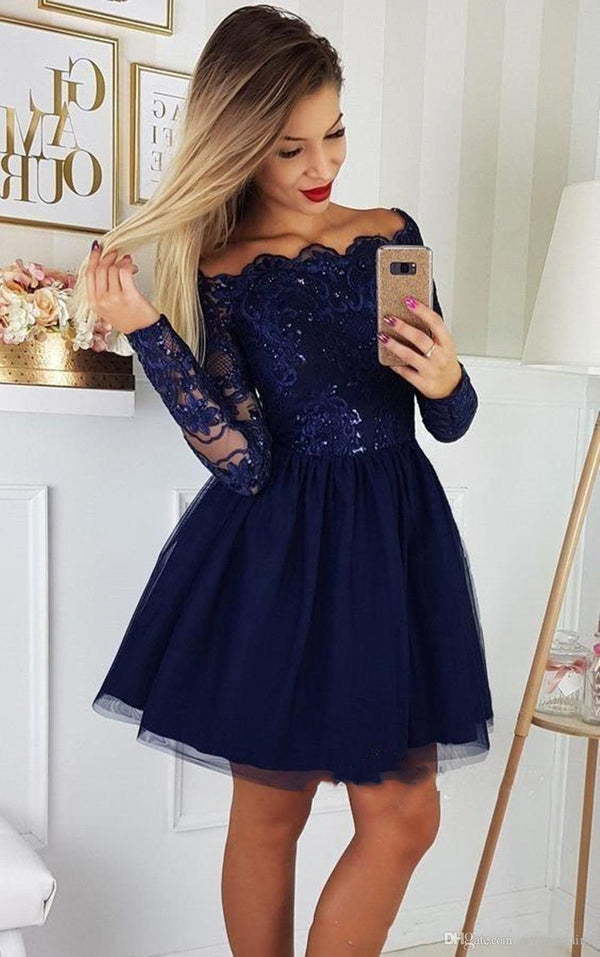 SSR0498,Blue Sequin Applique Homecoming Dress Tulle Mini Prom Dresses