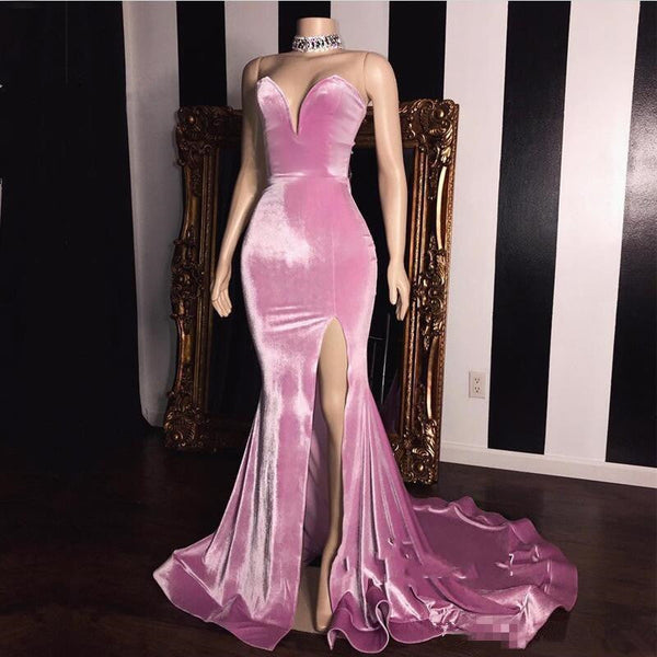 SSR0462,Pink Mermaid Long Prom Dresses Sleeveless Evening Party Gown
