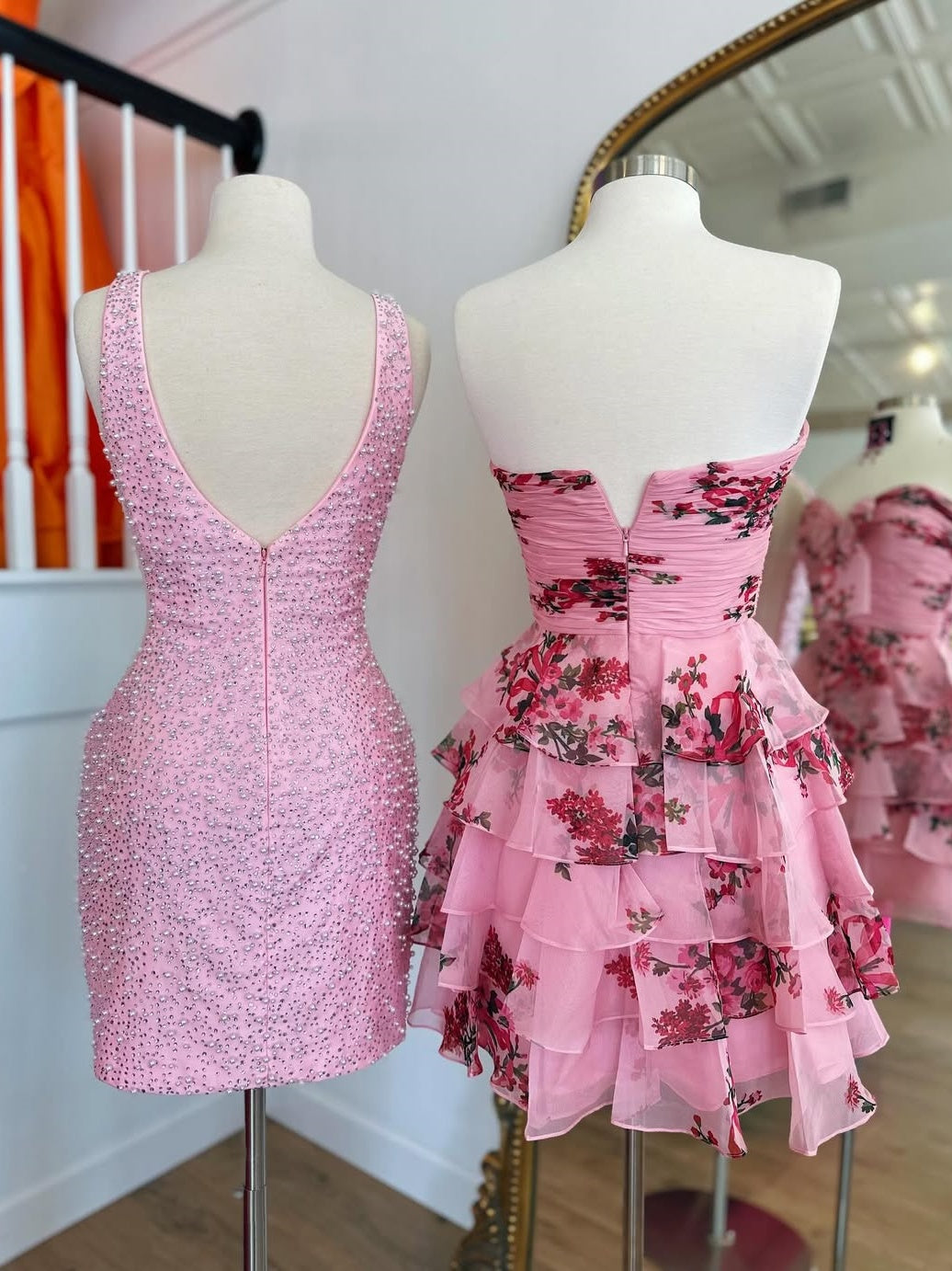New A Line Sweetheart Blue Printed Short Homecoming Dress with Ruffles, SSR1225