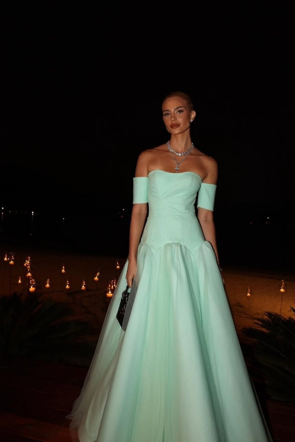 Elegant Strapless A-Line Mint Green Prom Dress ssr0585