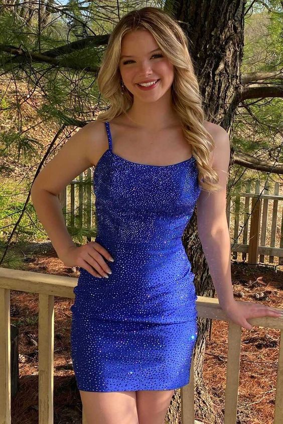 SSR1399,Royal Blue Sequined Homecoming Dresses