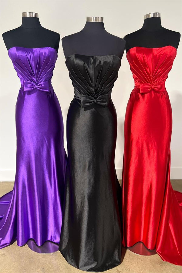 Strapless Satin Mermaid Long Prom Dress