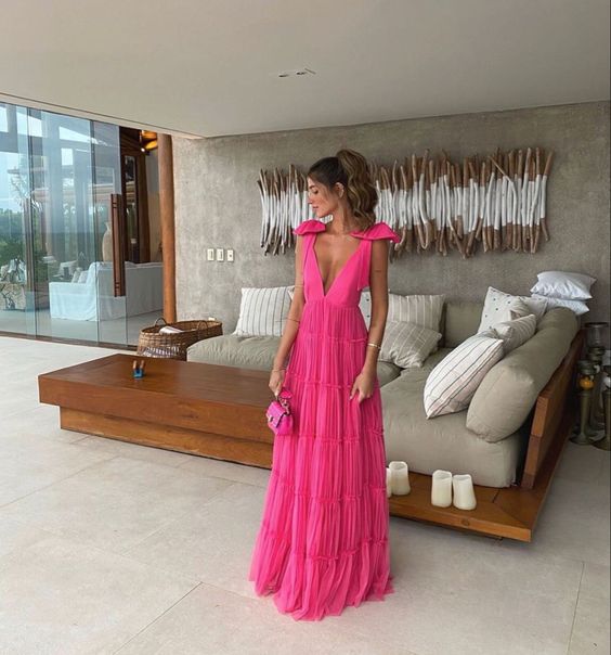 SSR1238,Hot Pink A-Line Prom Dresses,Long Evening Dresses,Teenager Graduation Dress