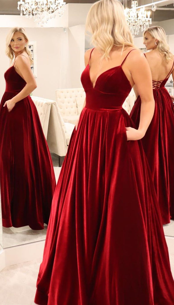 SSR0446,2022 Red Prom Dresses Spaghetti Straps Ball Gown Evening Dress Open Back Long Dress