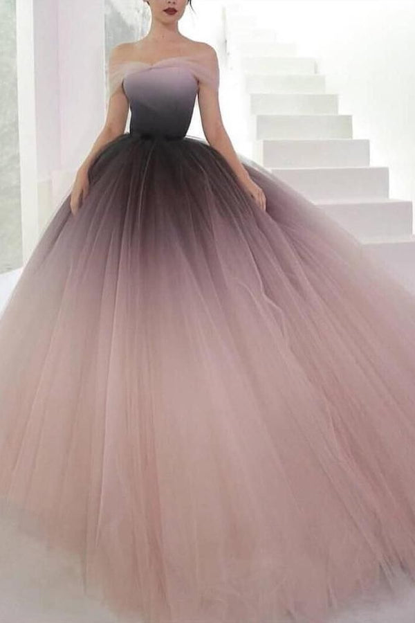 SSR0554,Chic Tulle Off The Shoulder Ball Gown Princess Prom Dresses