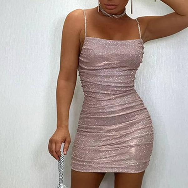 SSR1845,Light Pink Sequin Spaghetti Straps Homecoming Dress