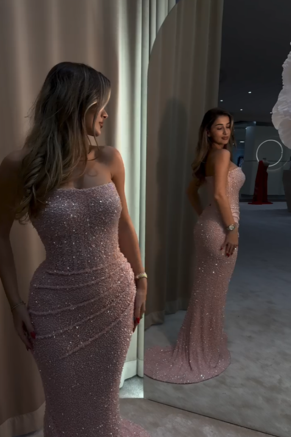 Gorgeous Mermaid Sequins Strapless Prom Dress ssr0617