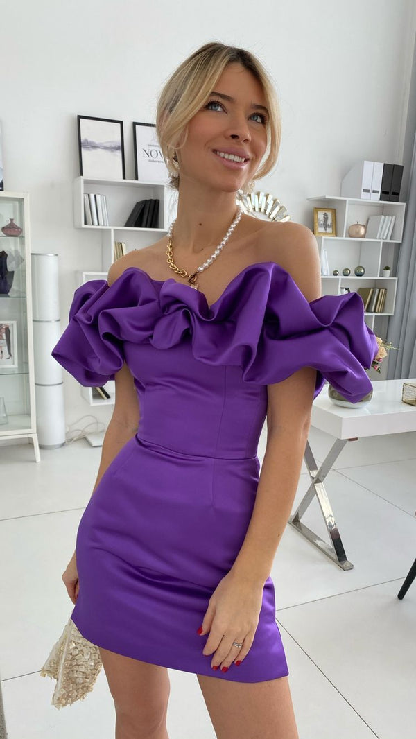 SSR1196,Purple off the shoulder bodycon homecoming dresses