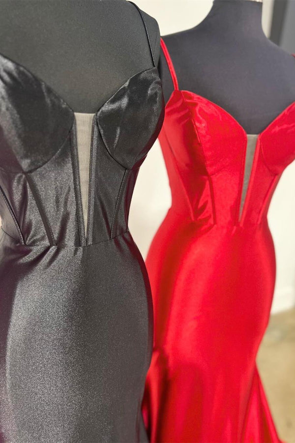 Straps Hot Pink Satin Mermaid Prom Dress