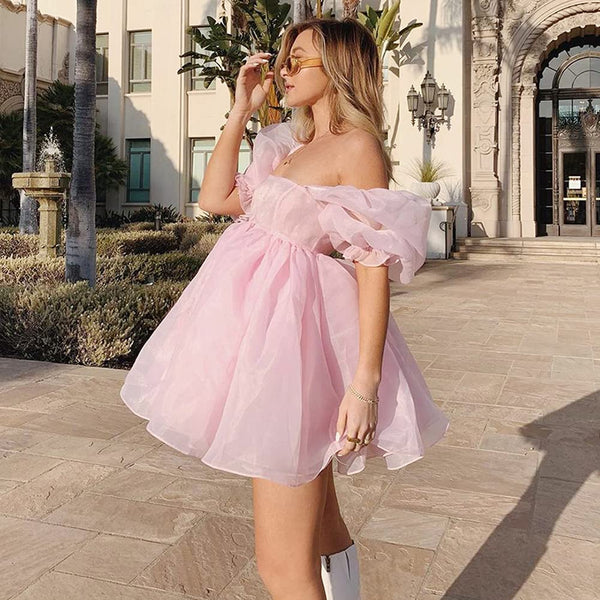 SSR1279,Sweet Pink Organza Homecoming Dresses,A-Line Graduation Dress