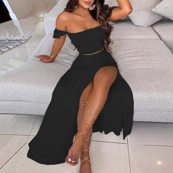 SSR1334,Black Prom Dresses,Two Pieces Evening Gown,Satin Long Party Dress