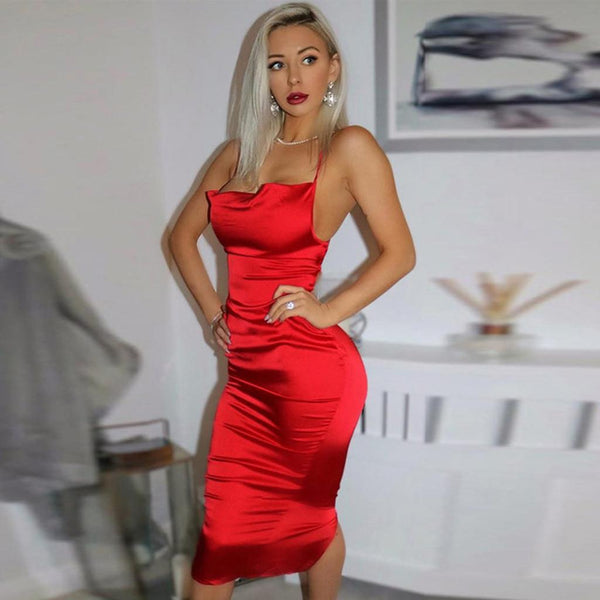SSR1245,Red bodycon homecoming dresses spaghetti straps satin prom party gown