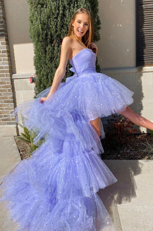 SSR0667,Purple Tulle A-line Homecoming Dresses for Women Long Prom Dresses Purple Evening Dresses