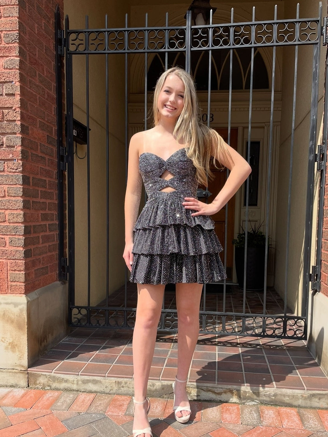 Sparkly A Line Sweetheart Orange Short Homecoming Dress with Beading Keyhole, SSR1230