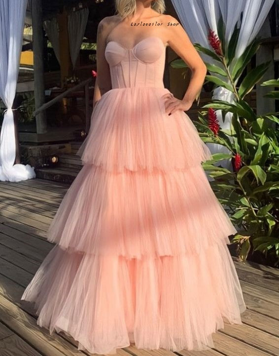 SSR1212,Sweetheart Tulle Blush Pink Prom Dresses,Princess Layers Birthday Dresses
