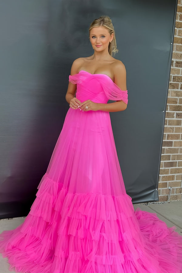 A-Line Tulle Evening Party Dress, Elegant Prom Dresses, SSR3436
