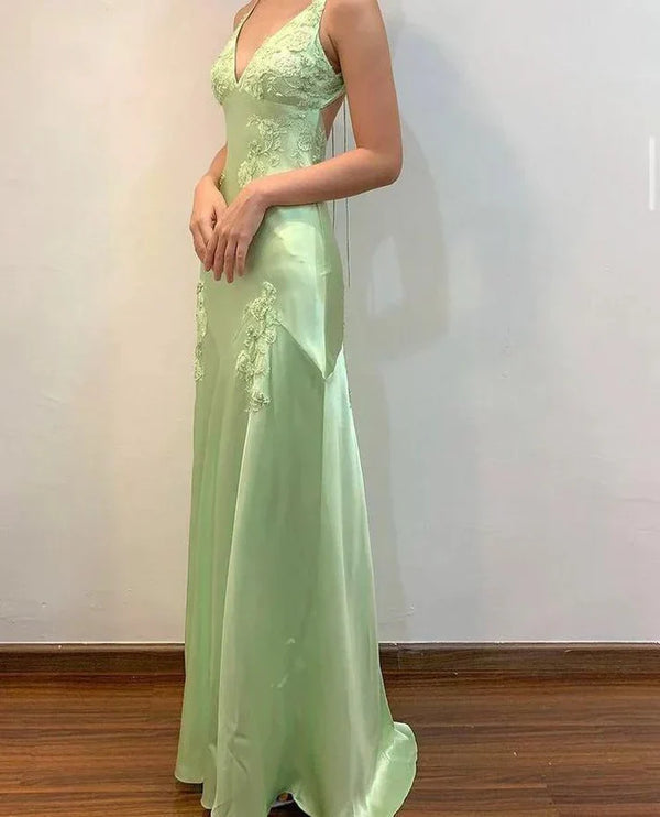Fancy Mermaid Spaghetti Straps Green Backless Long Prom Dress Evening Dress Formal Dress, SSR3626