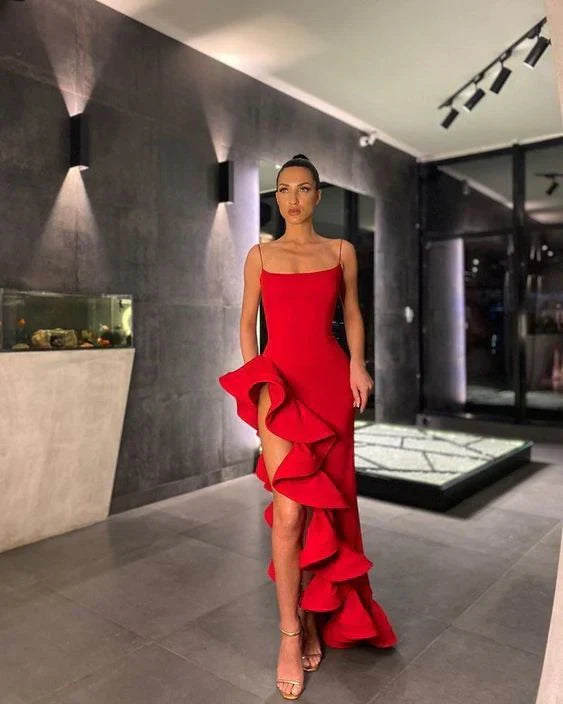 Chic Mermaid Red Prom Dress Charming Evening Party Dress Formal Dress