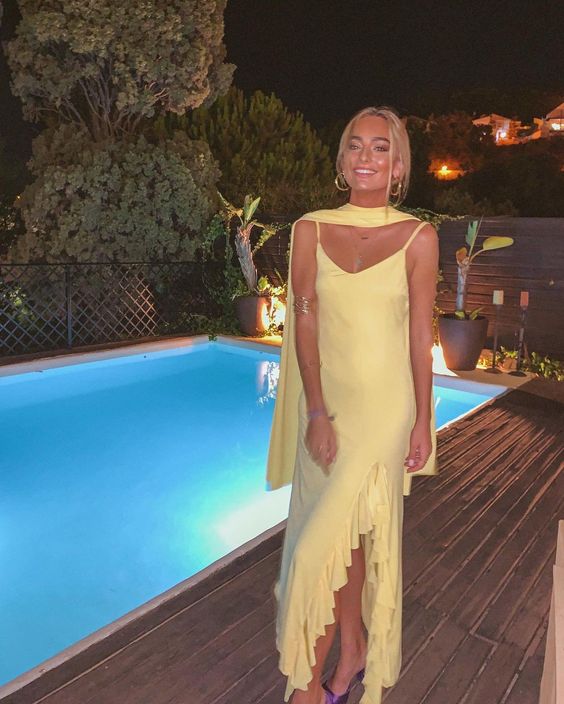 Dress Yellow Chiffon Prom Dress Elegant Evening Party Dress Formal Dress