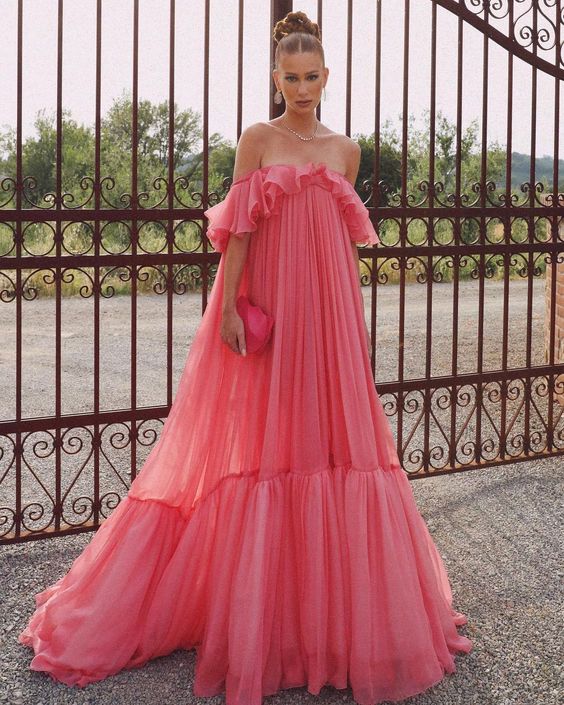 A Line Off Shoulder Long Formal Prom Dress Charming Evening Gown Party Dress