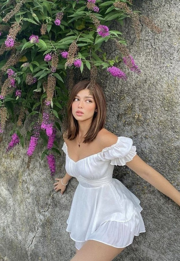 Hand Made White Chiffon A-Line Homecoming Dresses, SSR3138