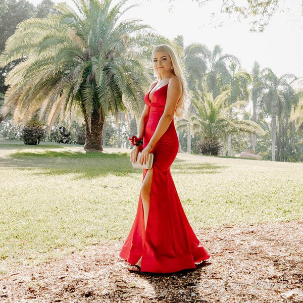SSR0392,Red prom dress,spaghetti straps prom dresses,mermaid evening gown
