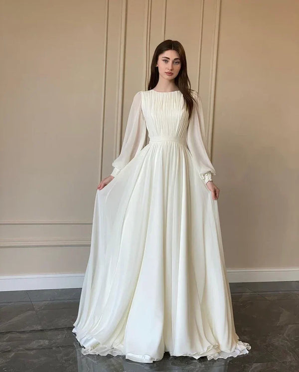 Dress Elegant Round Neck Maxi Dress Wedding Dress Fashion Long Sleeve Party Evening Dress