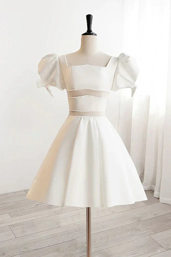 Dress Short White Beaded Prom Dress Formal Homecoming Dress Party Dress