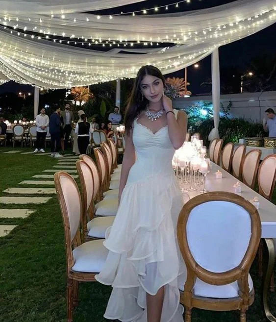 White A-Line Layers Sweet Long Prom Dress Formal Dress Beautiful Party Dress