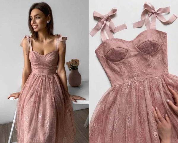 SSR1020,Sweetheart beautiful a-line homecoming dresses tea length prom evening dress