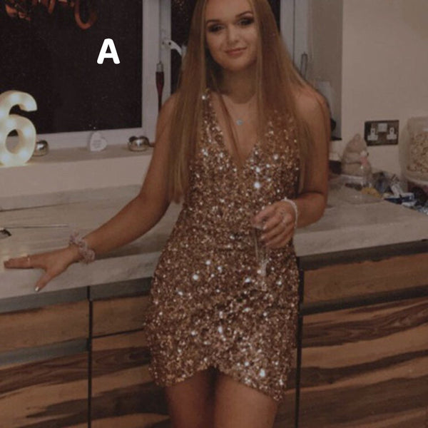 SSR1111,Sexy gold sequin mini homecoming dresses