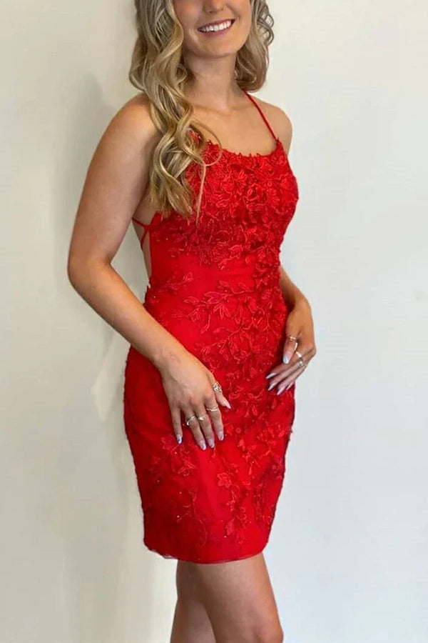 SSR1158,Adorable lace beaded tight cross back homecoming prom dresses