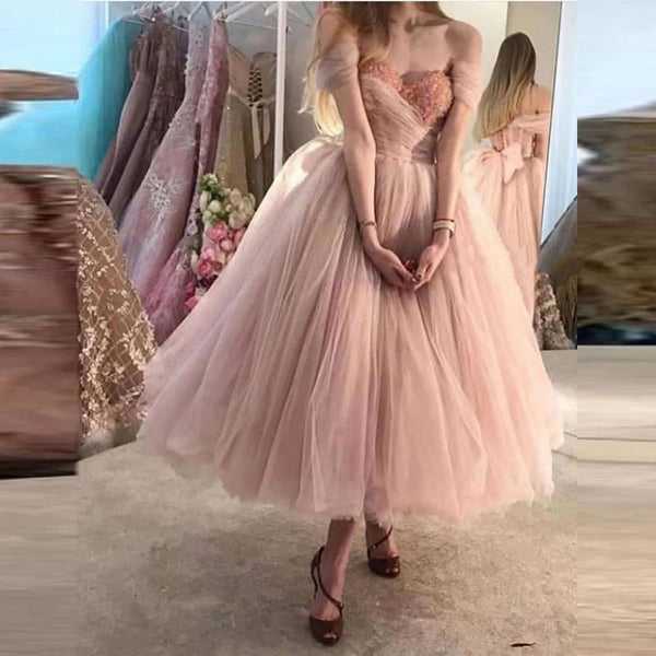SSR1191,Princess off the shoulder homecoming dresses,puffy tulle evening formal gown