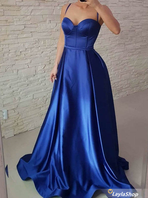 SSR0299,Spaghetti Straps Royal Blue Ball Gown Sweetheart Prom Dresses