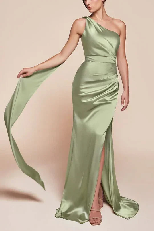 Dress Sexy Satin Sleeveless Bridesmaid Dress With Side Slit Elegant Evening Party Dress