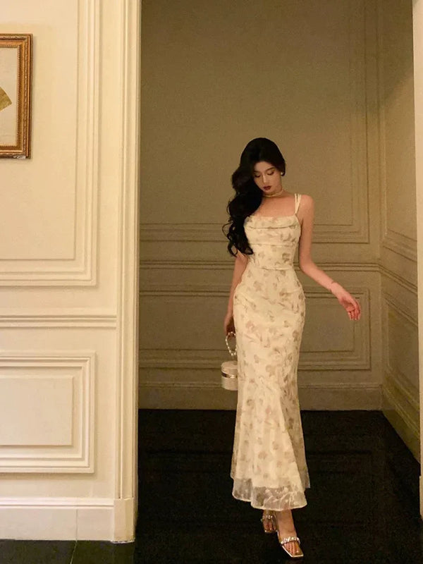 Sexy Sheath Straps Floral Satin Prom Dresses Birthday Outfits Evening Gown, SSR3599