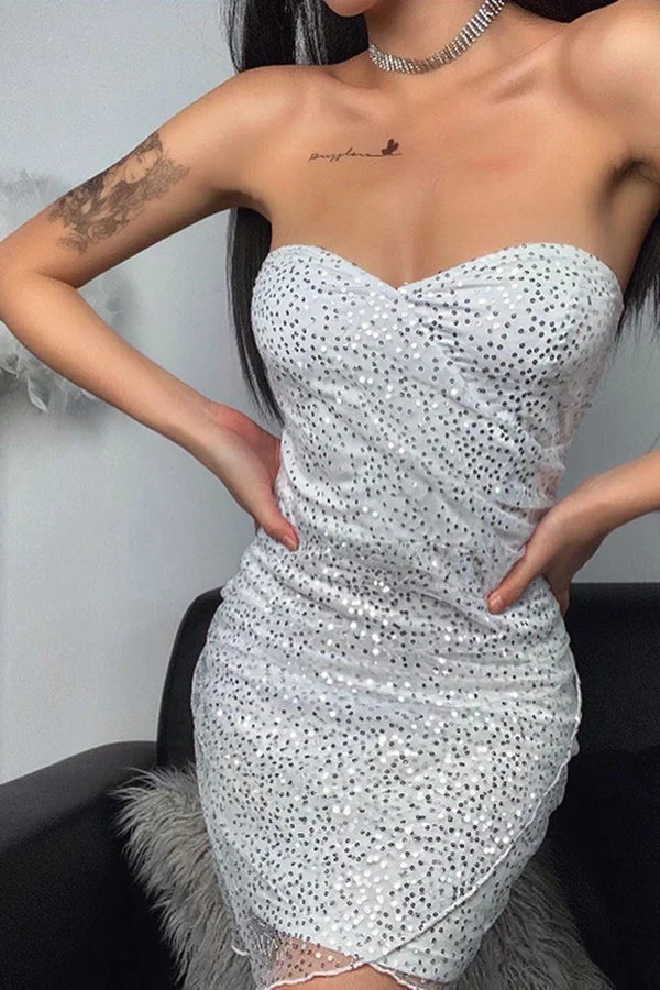 SSR1450,Silver homecoming dresses bodycon sequin homecoming dresses tight party gown