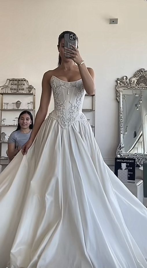 Strapless Lace Satin White Vintage Wedding Dress,SSR1032