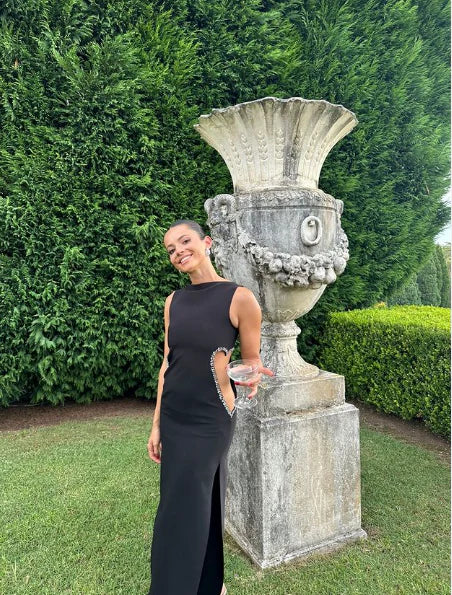 Black Cut Out Simple Party Dress with Slit Charming Evening Dress Formal Dress