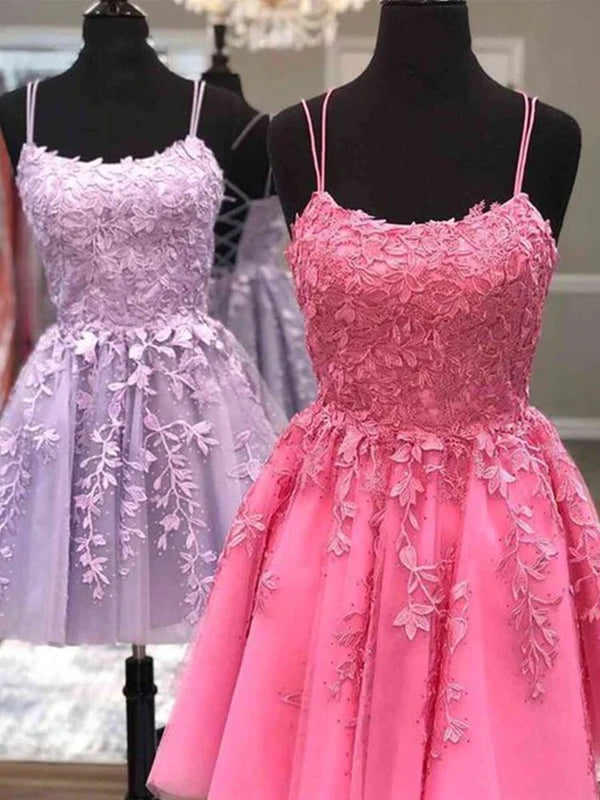 SSR1066,Cheap lace homecoming dresses applique tulle mini prom dress,back to school dress