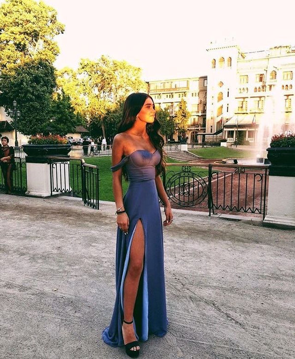 SSR1257,Sexy Bodycon Mermaid Prom Dresses, Off The Shoulder Evening Gown With High Split