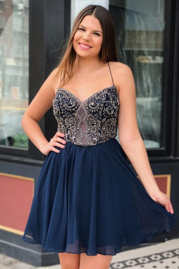 SSR1405,Luxury Beading Chiffon Homecoming Dresses Mini Party Dresses