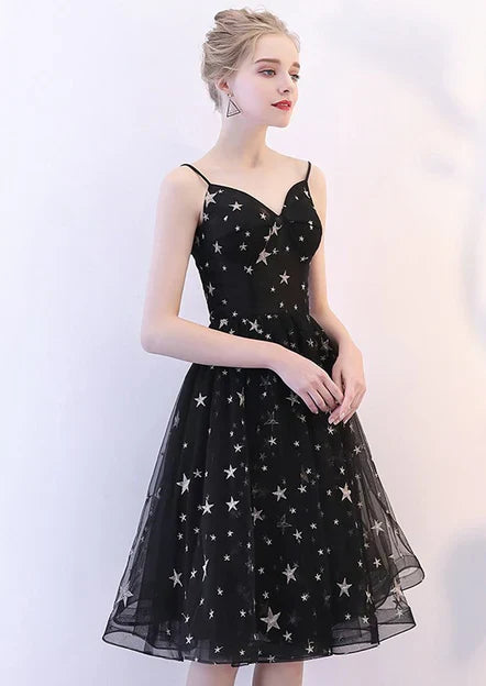 Black Short V-neckline Lovely Prom Dress Homecoming Dress Party Dress Formal Dress