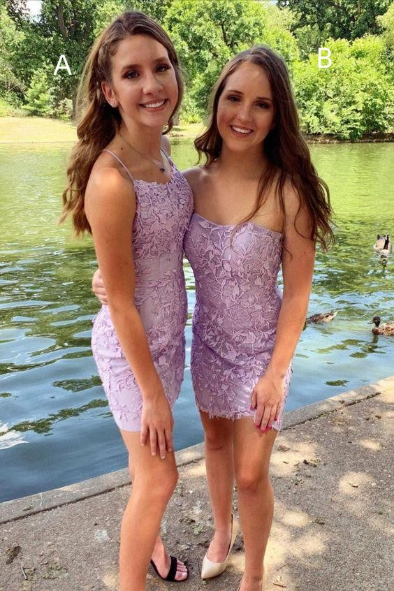 SSR1413,Lilac applique tight homecoming dresses bodycon cocktail dresses