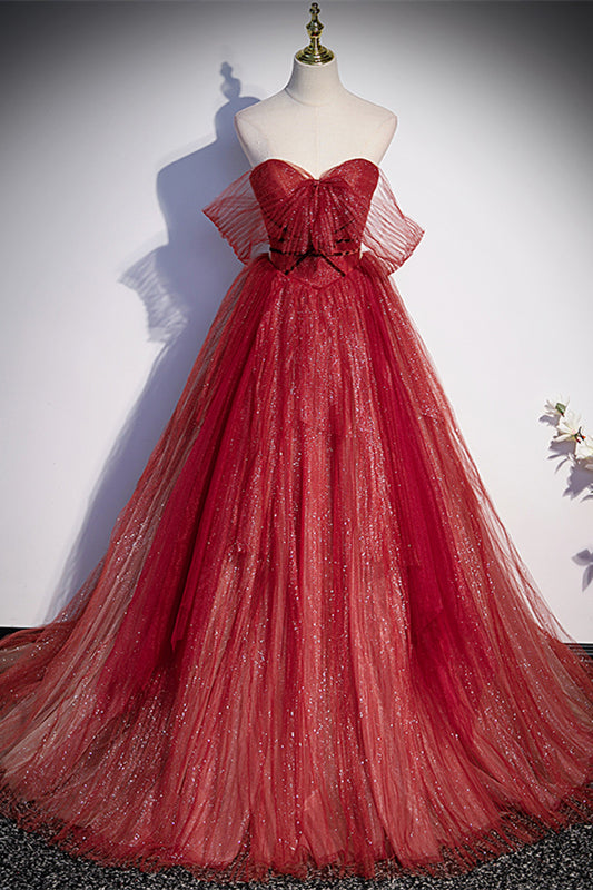 Sweetheart Wine Red A-line Formal Dress